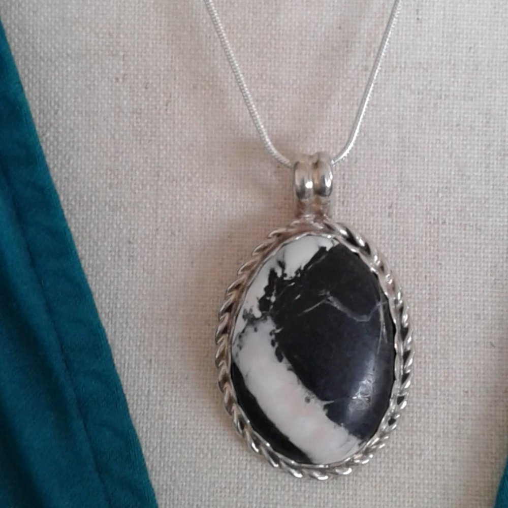 White Buffalo Turquoise Necklace sterling silver